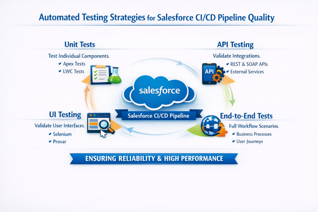 Automated testing strategies Salesforce CI/CD Pipeline quality
