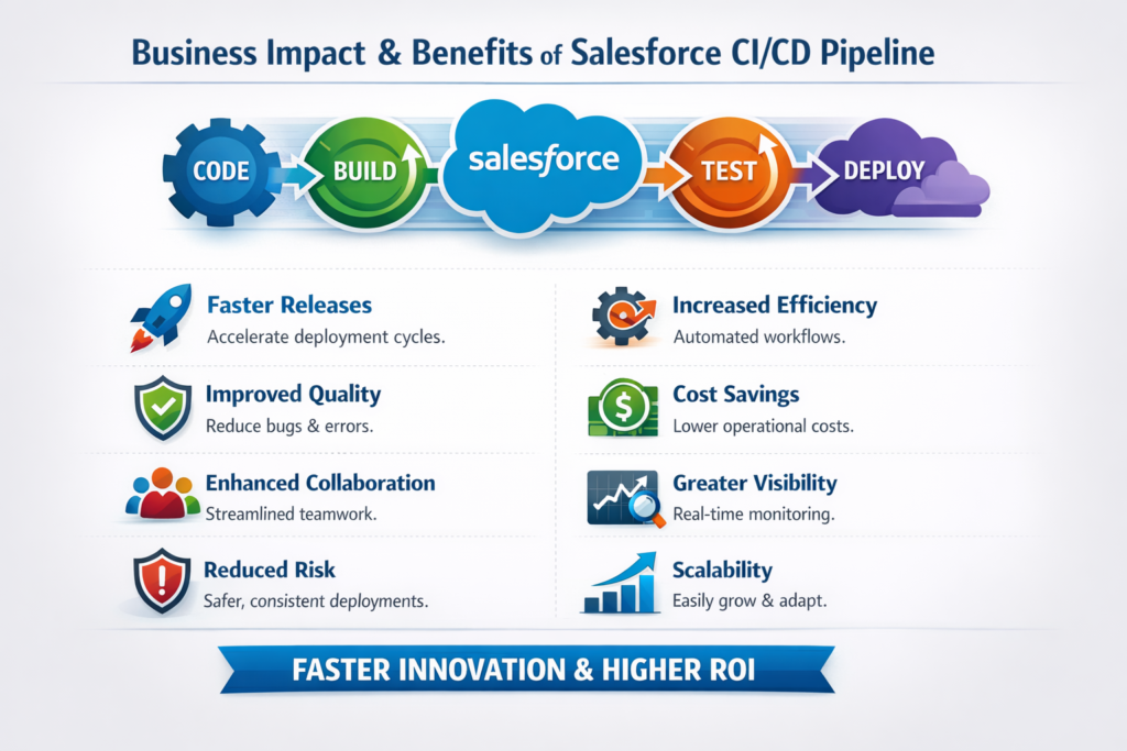 Business impact and benefits of Salesforce CI/CD Pipeline