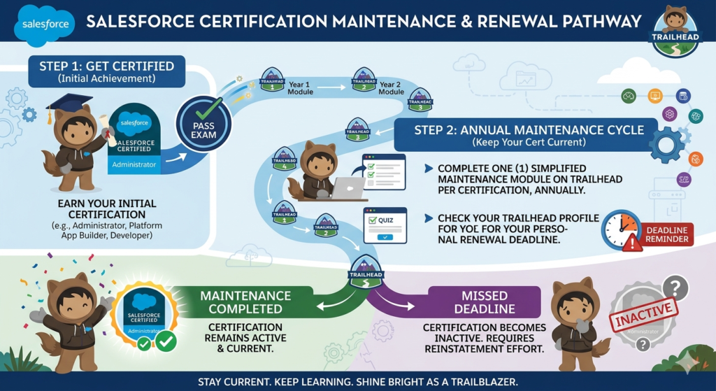 Certification maintenance Salesforce Certification renewal requirements