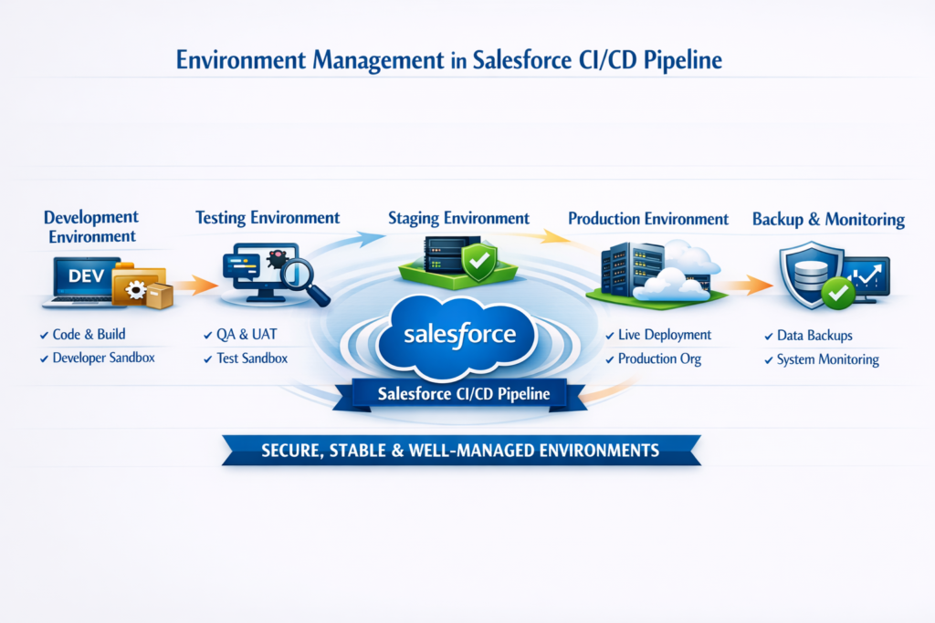 Environment management strategy Salesforce CI/CD Pipeline stages
