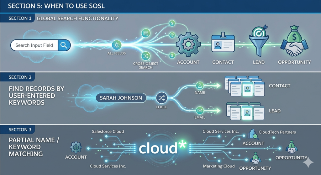 Salesforce SOSL vs SOQL 
