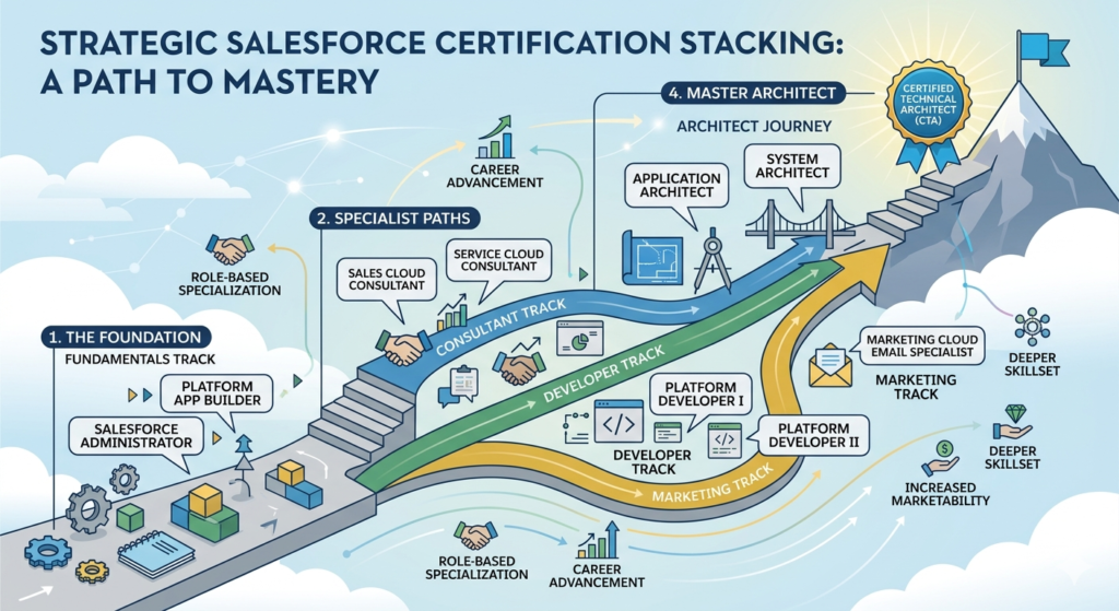 Multiple certifications strategy Salesforce Certification stacking approach
