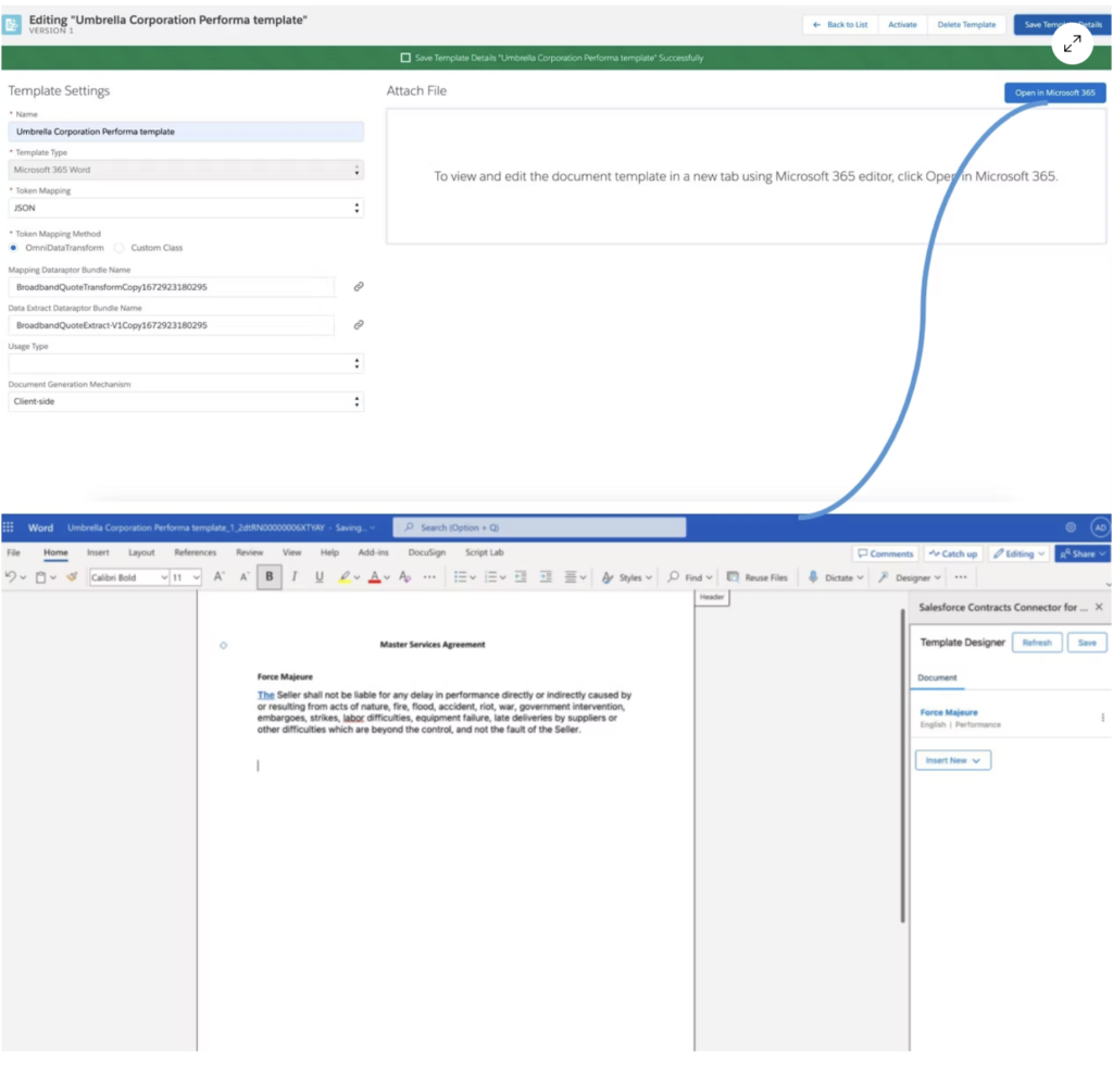 Template contract lifecycle management