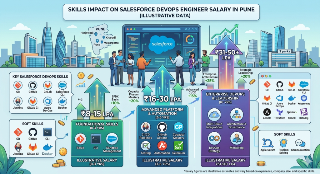 Skills impact on Salesforce DevOps Engineer Salary in Pune