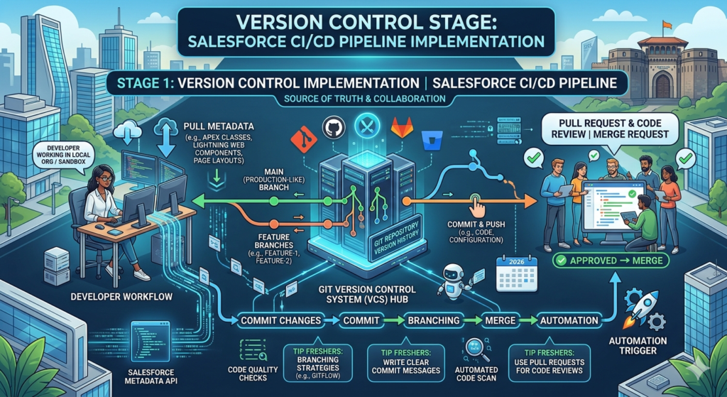Version control stage Salesforce CICD Pipeline implementation