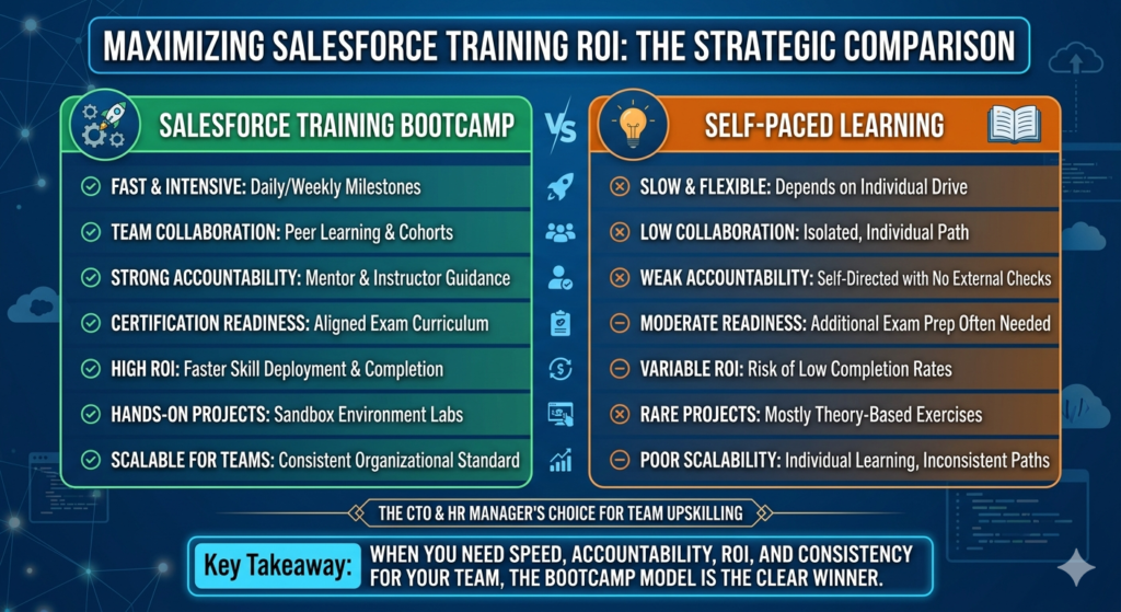 salesforce training bootcamp vs self paced