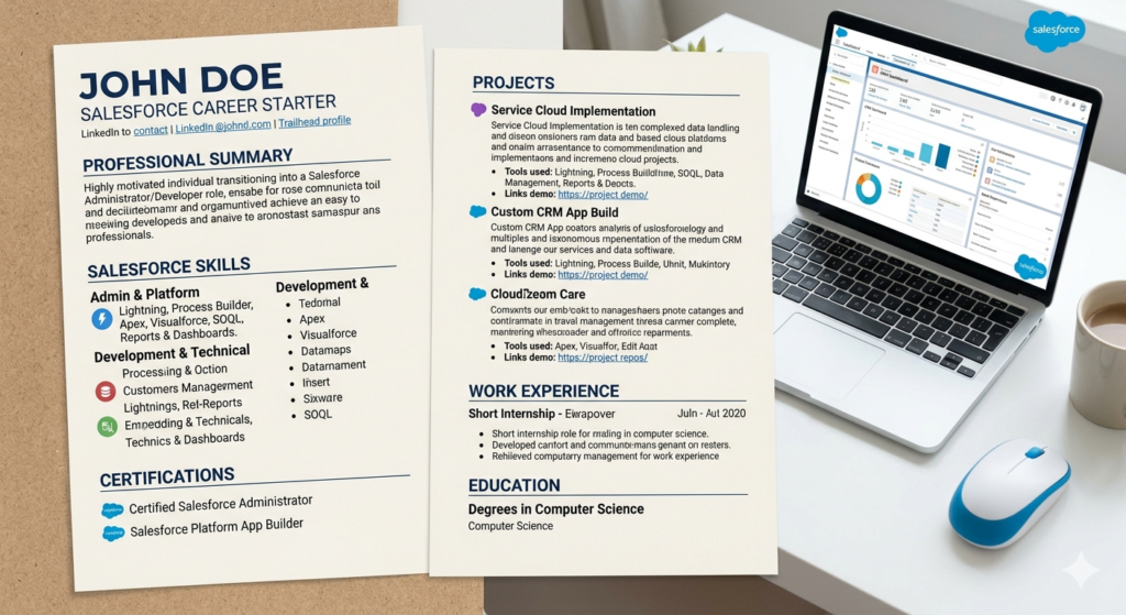 salesforce fresher resume template